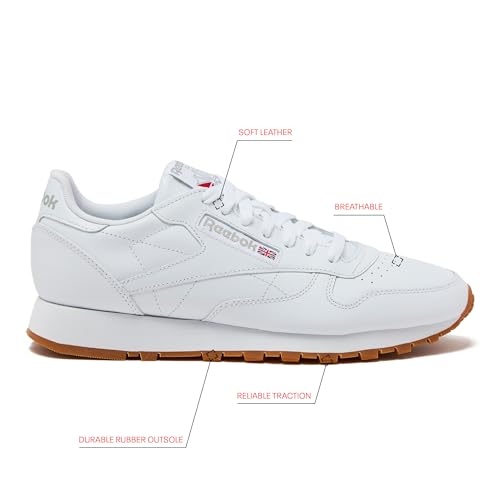 Men's Reebok Classic Leather Sneakers White Grey 10.5 Casual Tennis Shoes