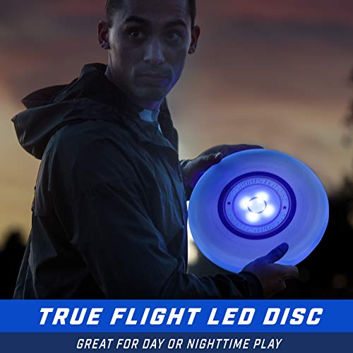 GoSports Light Up Flying Disc - 10.5 Inch Blue LED Disc - 175g Night Game