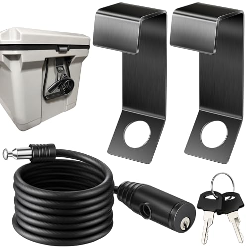 Cooler Lock Brackets with 4.92 ft Security Cable - Black Titanium Coating 2 Pack