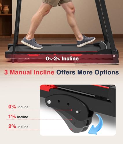 Redliro Black Senior Walking Treadmill 400lb Capacity with Handrails, Incline & Easy Controls