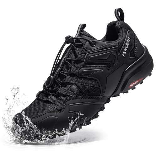 Men's Waterproof Trail Running Shoes - 10.5 Wide Black Hiking Sneakers