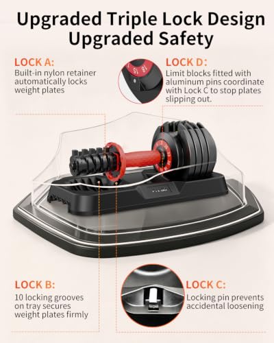 Round 25lb Pair Adjustable Dumbbells Set with Safe Locking & Quick Adjustment