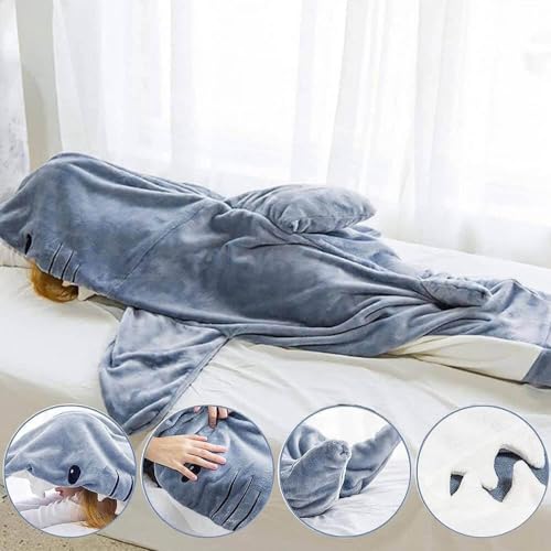 Adult Shark Blanket Hoodie with Fin & Tail - XXXL for 69-73 Inch Height