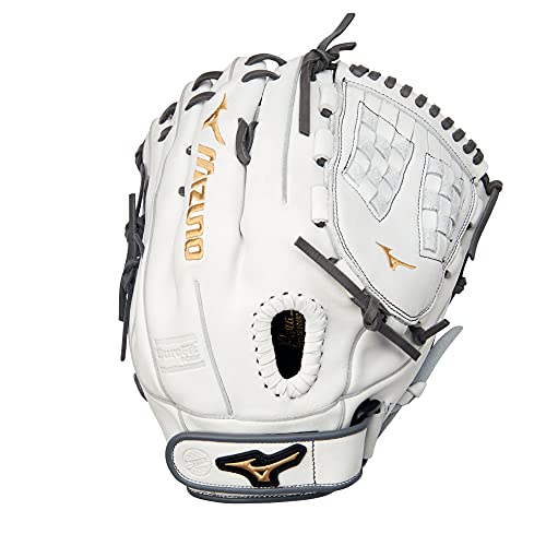 Mizuno MVP Prime Fastpitch Softball Glove 12.5" Right Hand, Trident Web, White-Grey