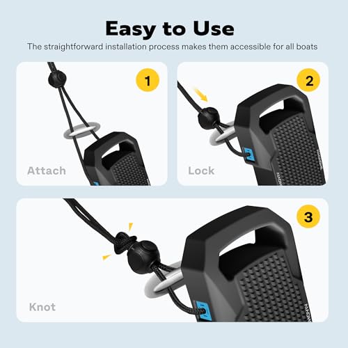 VIVOHOME 4 Pack Black EVA Boat Fenders for Docking - Boat Bumpers with Nylon Rope & Locks