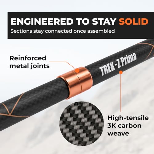 Trekology Trek-Z Prima 3K Carbon Fiber Hiking Poles Pair - Ember Orange, 100-120cm