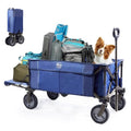 TIMBER RIDGE Blue Collapsible Folding Wagon Cart - Heavy Duty Utility Beach Garden Camping Grocery