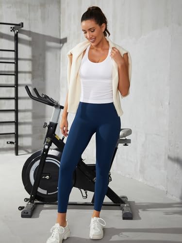 ATTRACO Ribbed Workout Crop Top with Built-in Bra - Small White