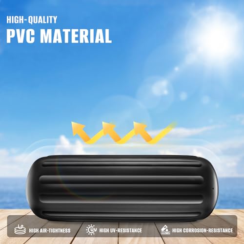 Black Boat Fenders Bumpers Pack of 4 - 10 x 28 Inches Docking Protectors