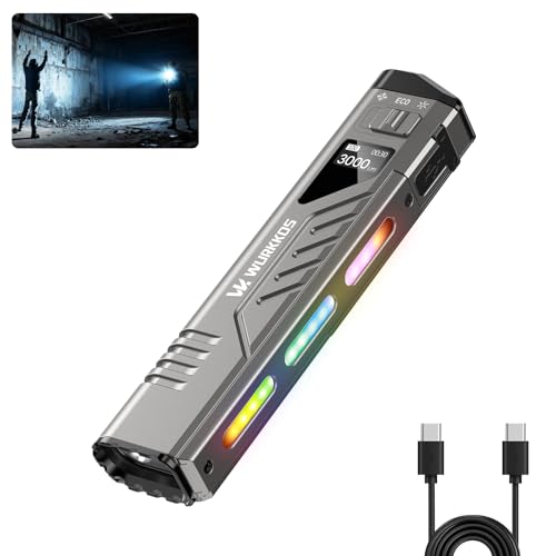 Wurkkos TD11 Tactical Flashlight - Gray, 3000 Lumens, Slim Flat EDC