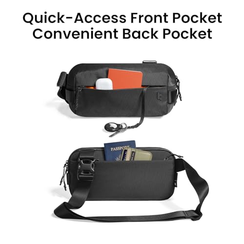 tomtoc Compact EDC Sling Bag 3L-10L with iPad Mini Fit - Black X-Pac Recycled Polyester