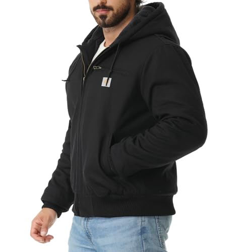XX-Large Men's Waterproof Work Coat with Fleece Lining - Black