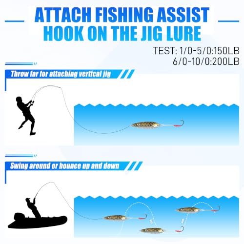 Saltwater Jigging Assist Hooks 6/0 - 30pcs Stainless Steel Fishing Hooks for Saltwater & Freshwater