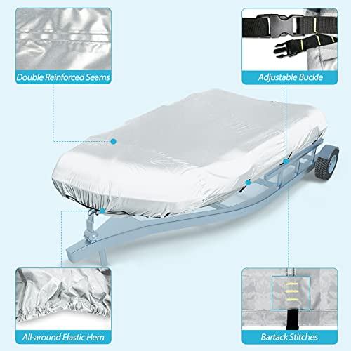 600D Marine Grade Waterproof Dinghy Cover for 10.5-11.5 ft Boats Silver Sunproof