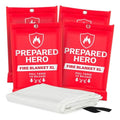 Prepared Hero XL Emergency Fire Blanket 4 Pack - Fire Safety & Heat Shield for Kitchen, Home, Car