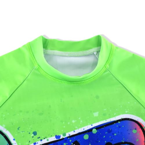 Kids Short Sleeve Rash Guard Swimwear Set - Dinosaur Pattern, 6-7 Years, Shark Color