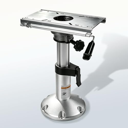 Boat Seat Pedestal Aluminum Adjustable Height Locking Base 13-18 Inches with Slide