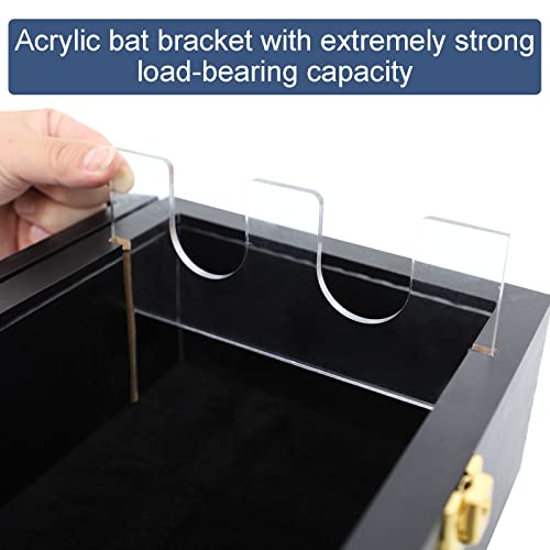 HOROW Double Black Baseball Bat Display Case Wall Mount with UV-Proof Acrylic & Lock