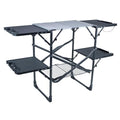 Portable Camping Kitchen Table - Slim-Fold Cook Station with Heat-Resistant Top & Storage Racks