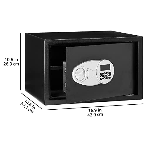 Steel Security Safe with Digital Lock 1.2 Cu Ft Removable Shelf Black