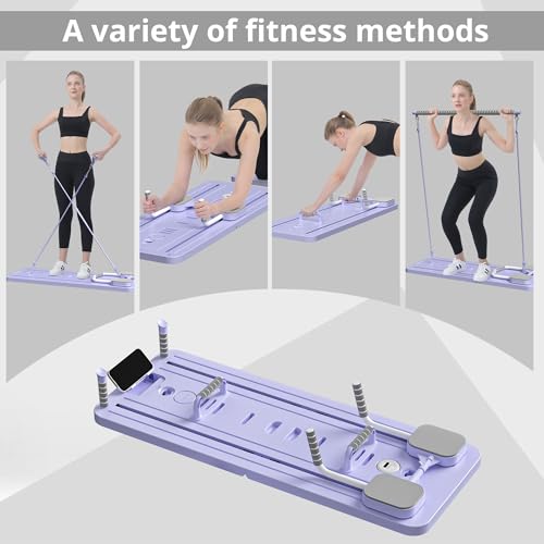 JANUA Purple Pilates Reformer Board 5-in-1 Foldable Home Workout Equipment