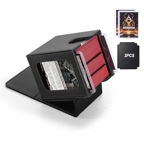 Stepane Black MTG Deck Box with Double Display Windows & Dividers - 1 Pack