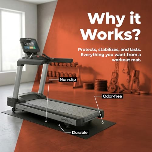SuperMats 36x102 Inch High Density Commercial Equipment Mat for Treadmills & Exercise Machines - Black / 29 GS