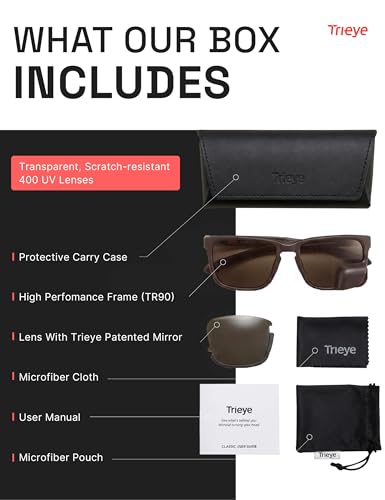 TriEye Cycling Glasses with Rear-View Mirror UV400 - High Contrast Smoke