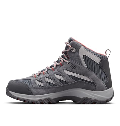 Women's Waterproof Hiking Boots - Columbia Crestwood Mid, Size 7.5, Graphite/Daredevil
