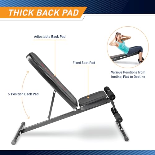 Marcy Adjustable Multi-Position Utility Bench Black Red for Home Gym