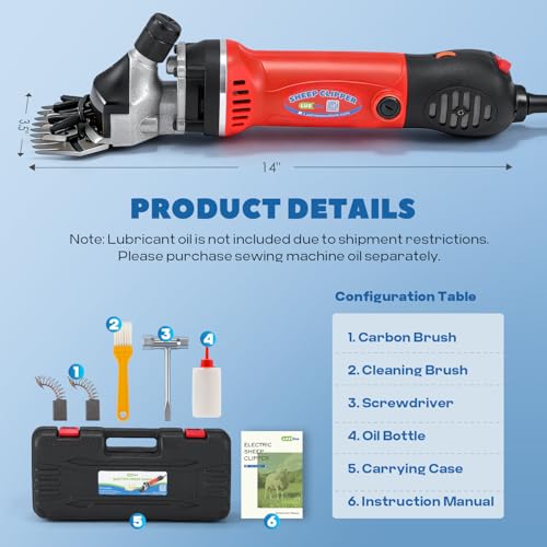 Luzrise Red 1000W Electric Sheep Shearing Clipper for Livestock