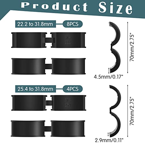 Bike Handlebar Shim Spacers 12-Pack Rubber Adapters for 22.2mm-31.8mm