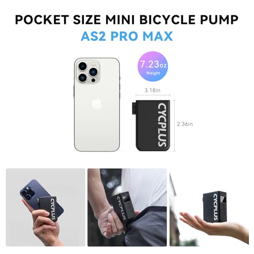 CYCPLUS Mini Tire Inflator E-Pump AS2 Pro Max for Bicycle & E-Bike, 120 PSI, Aluminum Shell