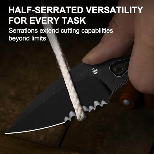Black Fixed Blade Knife with 2.56-inch 440C Blade & Sheath - Stealth Accessory