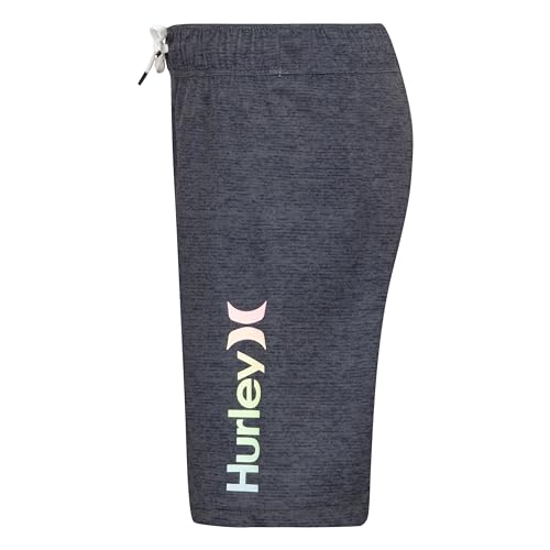 Hurley Kids Mini Vacay Stripe Pull-On Swim Trunk - Large, Shadow Black
