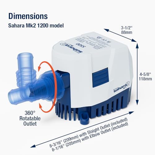 Attwood Sahara MK2 S1200 12V Automatic Bilge Pump 1200 GPH Replacement