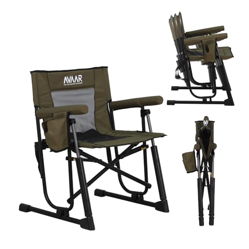Go-Flow Compact Rocking Camping Chair with Armrests & Drink Holder - Wild Green