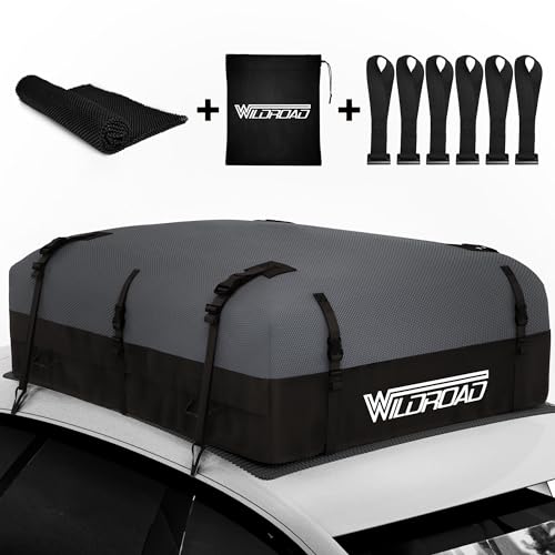Wildroad 25 Cu Ft Waterproof Rooftop Cargo Bag Black - Anti-Tear 600D Fabric