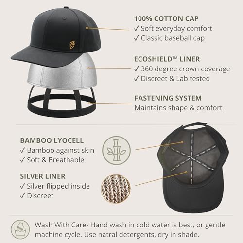 Golden Kocoon E.M.F Cap Hat Black - Bamboo Faraday Fabric Liner for Cell Towers, Bluetooth & WiFi