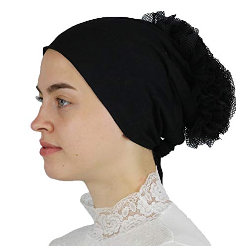 Modefa Islamic Women's Cotton Hijab Bonnet Cap Non-Slip Black One Size