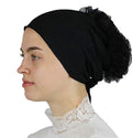 Modefa Islamic Women's Cotton Hijab Bonnet Cap Non-Slip Black One Size