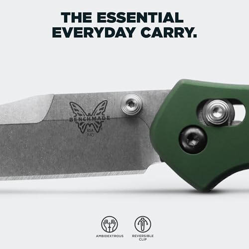 Benchmade Osborne EDC Knife Satin Finish, Green Aluminum Handle, S30V Steel Blade 940