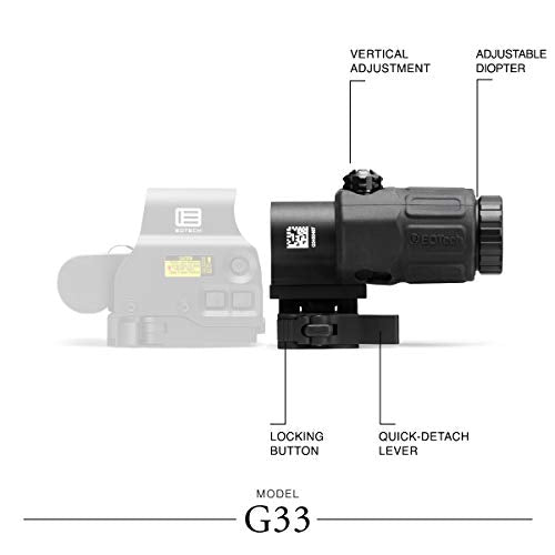 EOTECH G33.STS Magnifier with STS Mount, Black - Quick-Detach 3x/5x Optic