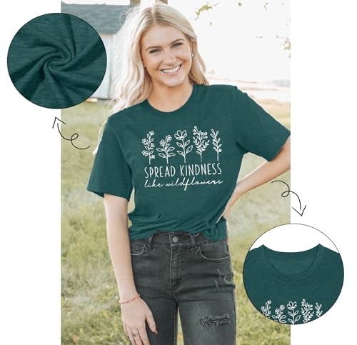 Kindness Shirts for Women Summer Green Medium - Positive Message Graphic Tee