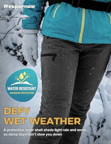 Women's Fleece-Lined Hiking Pants Water Resistant Windproof 3X-Large Dark Grey