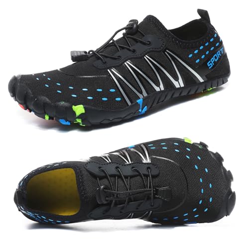 Water Shoes for Men Women Beach Barefoot Swim Pool Aqua Socks 8.5 Women/7.5 Men - Black