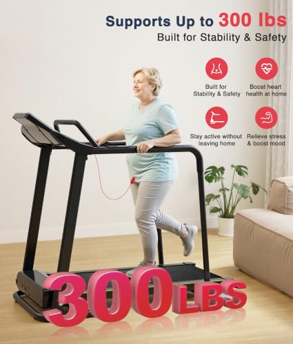 Senior Treadmill with Low Speed 0.3 MPH & Dual Handrails - Foldable & Space-Saving