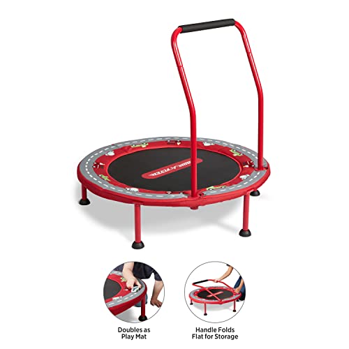 Radio Flyer Kids' 2-in-1 Trampoline with Racetrack Play Mat - Durable Bouncing & Play