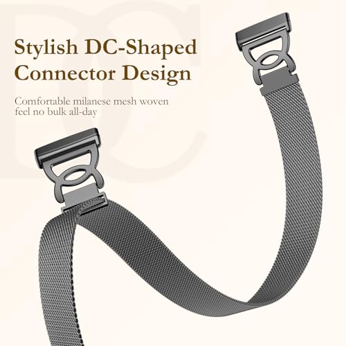 Ouwegaga Metal Milanese Mesh Watch Strap for Fitbit Versa 4 & Sense 2 - Black