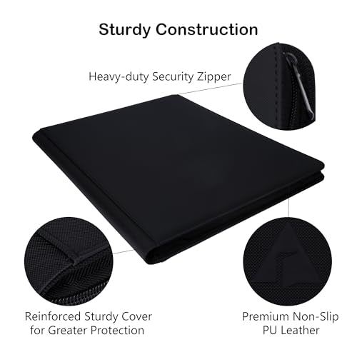 Alteagle Black 25-Pocket Top Loader Card Binder Album Holds 1000 3x4 Cards